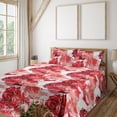 thumbnail image 1 of Ambesonne Rose Pattern Fitted & Flat Sheet with Sham 3 Pcs Set, Fractal Flowers Retro, Twin, Dark Pink Blush White, 1 of 5