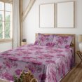 thumbnail image 1 of Ambesonne Rose Pattern Fitted & Flat Sheet with Shams 4 Pcs Set, Floral Romantic Art, Full, Dark Magenta Pale Lilac, 1 of 5