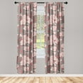 thumbnail image 1 of Rose Pattern Window Curtains, Autumnal Inspirations Delicate Flowers Vintage on Striped Back, Lightweight Decor 2-Panel Set with Rod Pocket, Pair of - 28"x84", Pale Pink Cinnamon Blush, by Ambesonne, 1 of 3