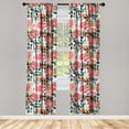 thumbnail image 1 of Rose Pattern Window Curtains, Repeating Garden of Romance Print Leaves and Blooming Flowers, Lightweight Decor 2-Panel Set with Rod Pocket, Pair of - 28"x95", Pastel Pink Hunter Green, by Ambesonne, 1 of 3