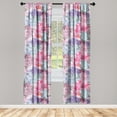 thumbnail image 1 of Rose Pattern Window Curtains, Winter Themed Neutral Colors Boho Ornamented Flowers Boho Design, Lightweight Decor 2-Panel Set with Rod Pocket, Pair of - 28"x95", Lilac Hot Pink Violet, by Ambesonne, 1 of 3