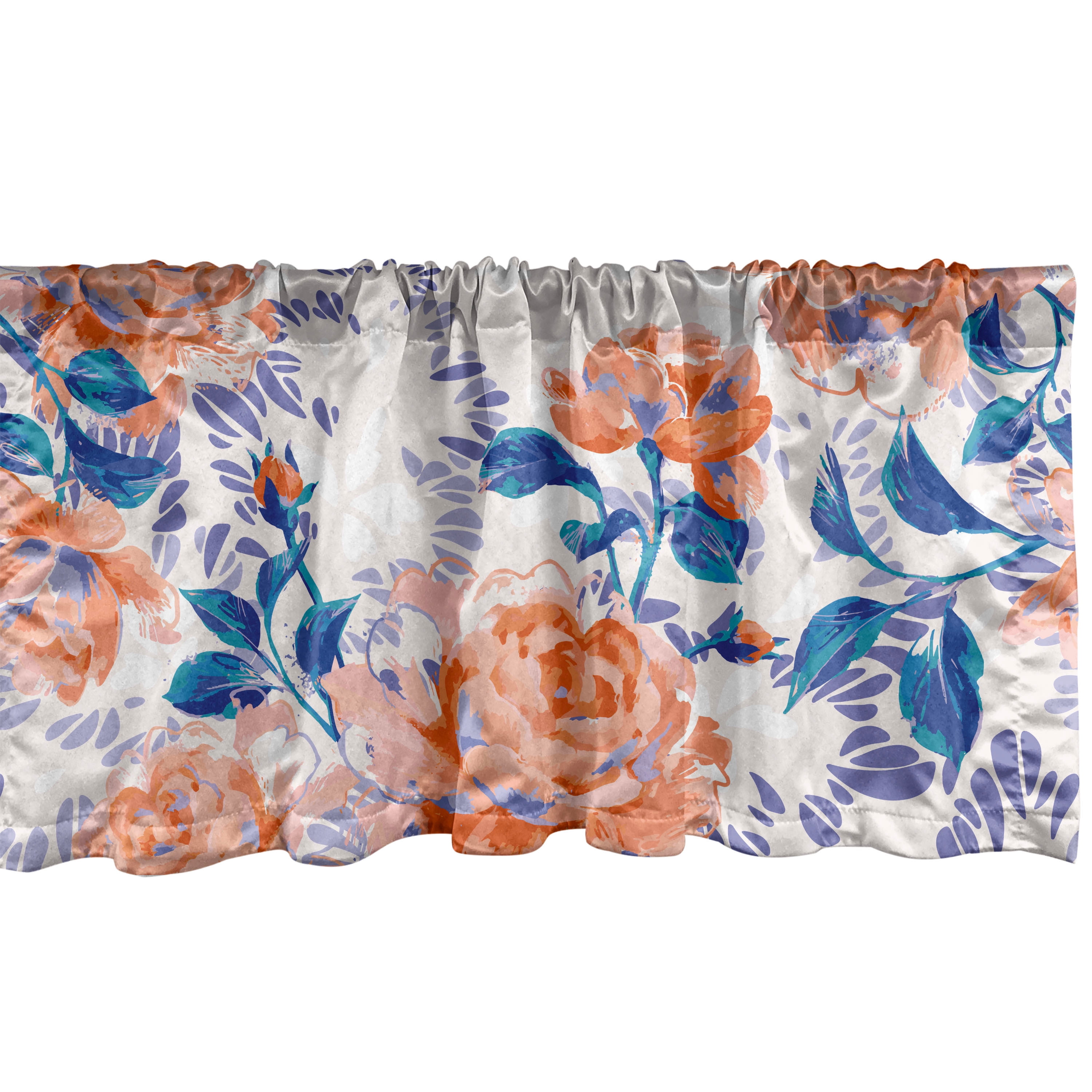 Rose Pattern Window Valance, Dreamy Garden Scene Flowers Vintage with ...