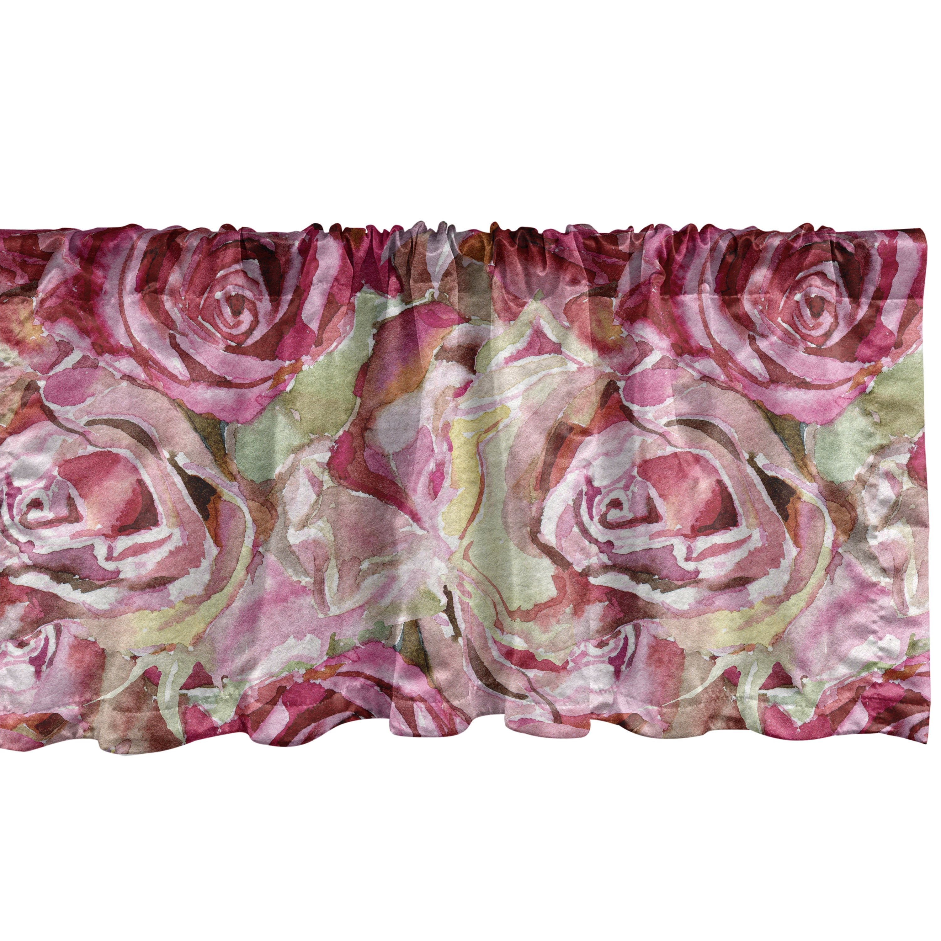 Rose Pattern Window Valance, Vintage Design Watercolor Illustration of ...