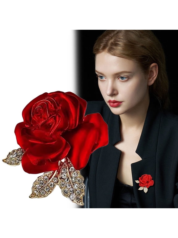 A Rose Pendant Clearance! Elegant Red Rose Flower Brooch Pin Exquisite Floral Lapel Pin Accessory for Suits Coats And Home Decor Decoration Stylish And Sophisticated Design for Any Occasion