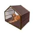 thumbnail image 1 of Rose Pet House, Valentine's Day Retro Style Petals with Leaves Ornamental Growth Pattern, Outdoor & Indoor Portable Dog Kennel with Pillow and Cover, 5 Sizes, Ruby Hunter Green Black, by Ambesonne, 1 of 4