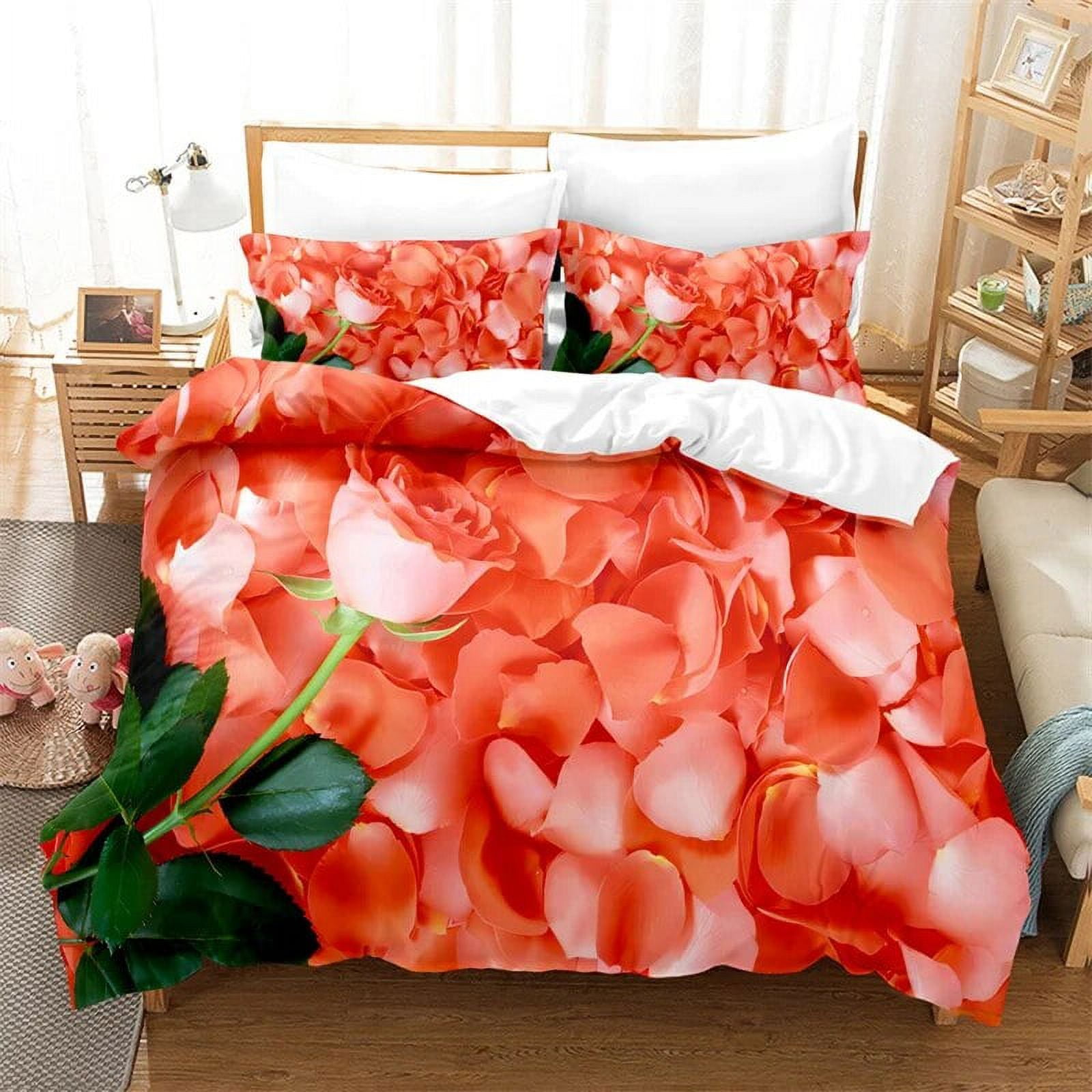 Rose Petal Bedding Set Plant Flowers Duvet Cover Boys Quilt Cover Room