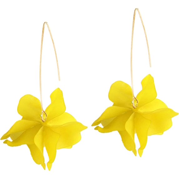 Rose Petal earrings for women Elegant Boho Handmade Petal Hoop Earrings Lightweight Large Statement Acrylic Floral Dangle Earrings Jewelry Gifts