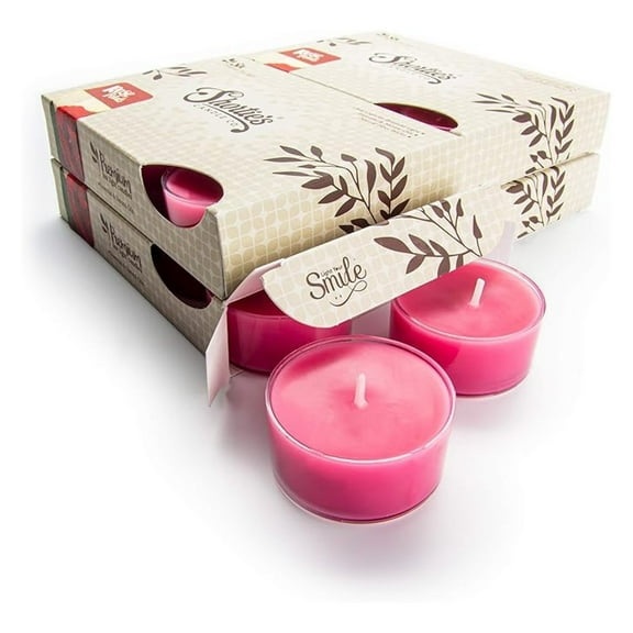 Rose Petals Premium Tealight Candles Bulk Pack - Highly Scented with Oils - 24 Pink Tea Lights - Beautiful Candlelight - Made in The USA - Flower & Floral Collection