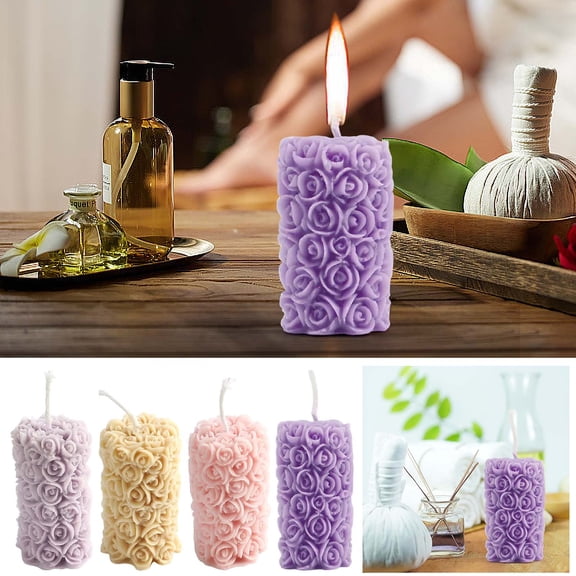 Rose Pillar Scented Candle | Sculpted Rose Design | Vegetable Wax | Long Lasting Cozy Aroma | Assorted Scents | Decorative Home Fragrance | 1 Pack | Gift for Relaxation