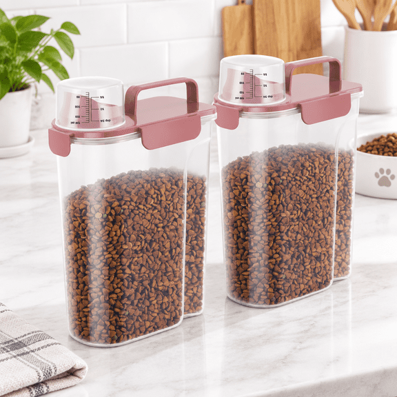 Rose Pink 5L-2pack Storage Containers for Dog Cat Bird Seed and More