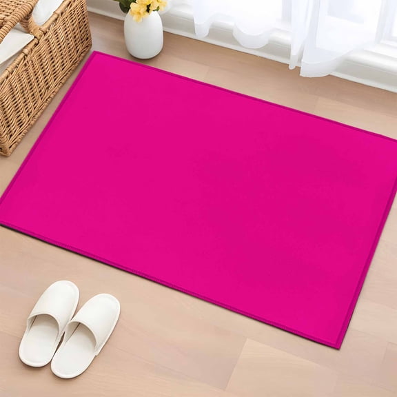 Rose Pink Area Rugs 2x3 for Living Room, Farmhouse Solid Pink Color Modern Art Non Slip Washable Rug Runner, Low Pile Indoor Floor Carpet Mat Bathroom Rugs for Bedroom, Kids Room