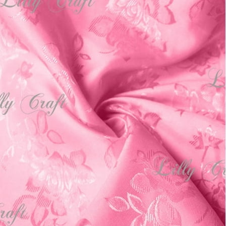 Rose Pink Brocade Jacquard Satin Fabric 58”/60” Inches Wide - Sold By The Yard
