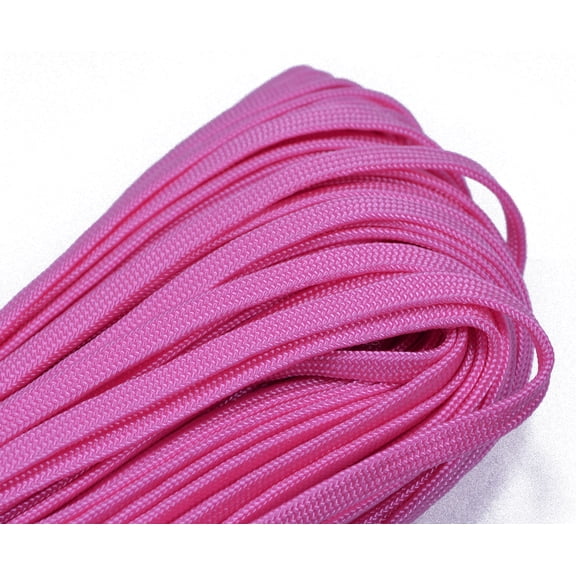 Rose Pink Coreless / Flat 550 Paracord - 100 Foot Bundle