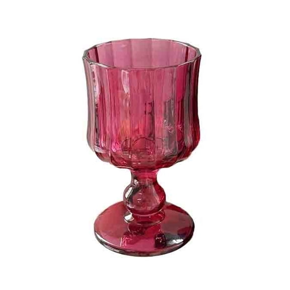 Rose Pink Embossed Wine Glasses, 180ml Vintage Pleated Texture Goblet Glasses for Wedding Party Banquet Feast Bar, Daily Use