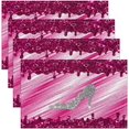 thumbnail image 1 of Rose Pink Glitter Print Placemats Set of 4 Kitchen Dining Table 18"x12" Shoes Place Mats Diamond Print Table Place Mats Pastel Decor Washable Fabric Decoration Table Mats Placemat(No Glitter), 1 of 3