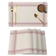 thumbnail image 1 of Rose Pink Grid Lines Placemats Set of 4 Boho Minimalist Stripes Texture Beige Place Mats Indoor Wipeable Table Mats Washable Cloth Dining Table Placemats for Kitchen Holiday Party Decor 13x19 Inch, 1 of 9