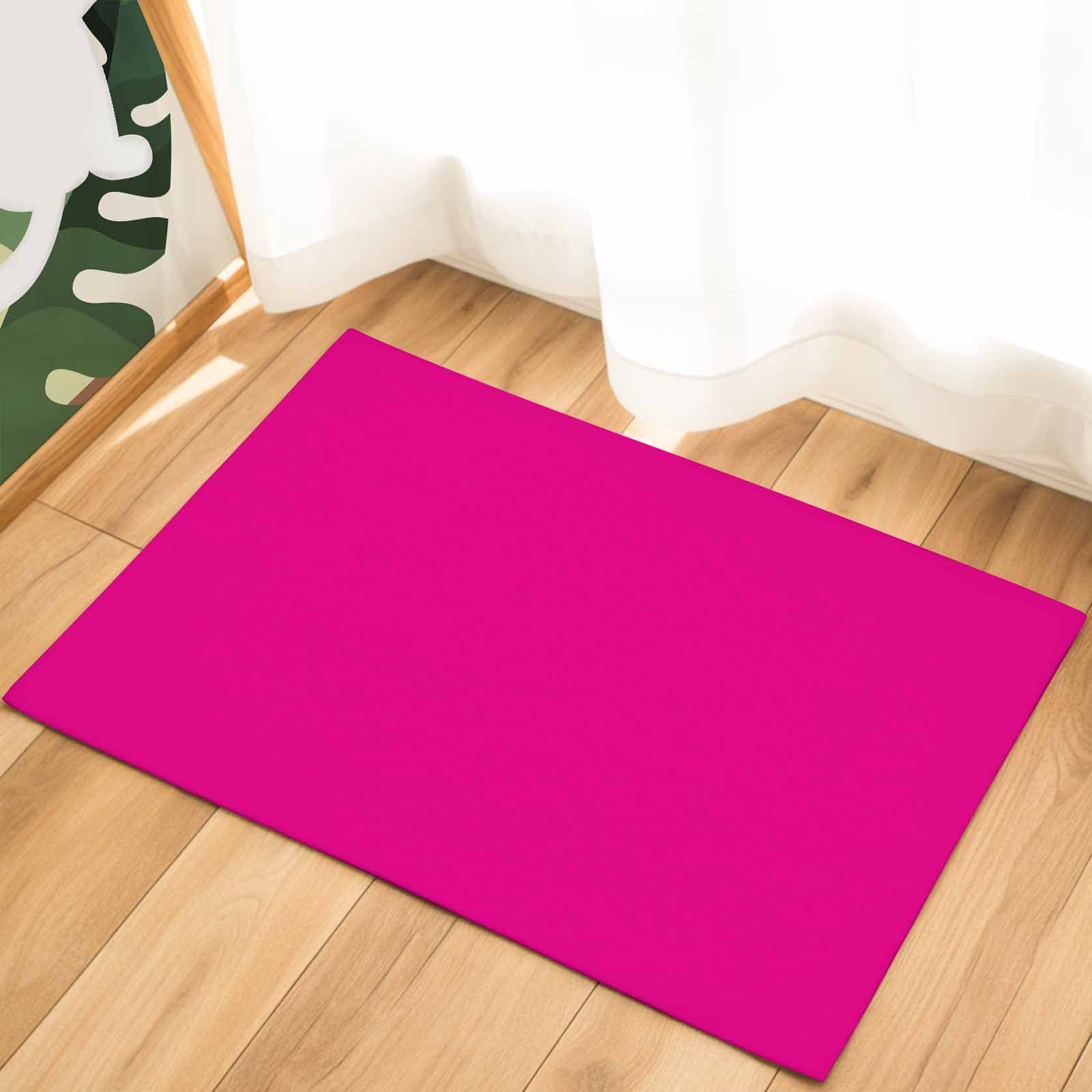 Rose Pink Indoor Door Mat - 18"x30", Non-Slip Welcome Mat for Outdoor, Farmhouse Solid Pink Color Modern Art Front Doormat for Entry, Low-Profile Doormat Entrance Rug for Kitchen/Bathroom