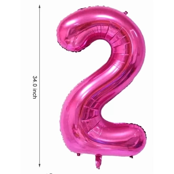 Rose Pink Number 2 Foil Balloon, 34 inch