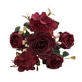 thumbnail image 1 of Rose Pink Peony Artificial Flower 6 Fork Vintage Style Realistic Non-fading UV-resistant Lifelike Peony Flowers, 1 of 7