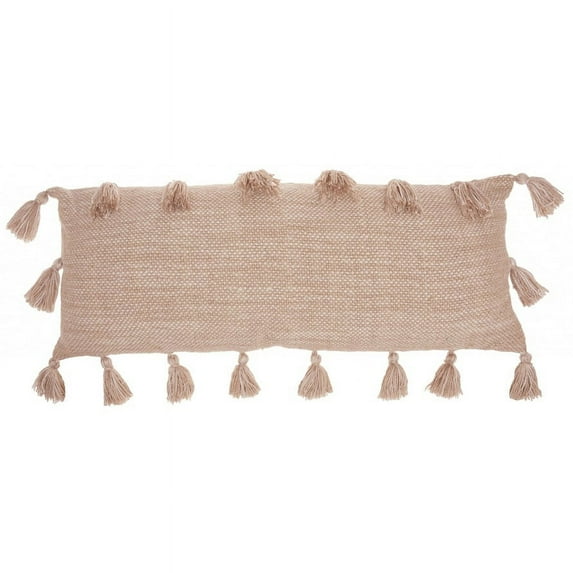 Rose Pink Tasseled Lumbar Pillow