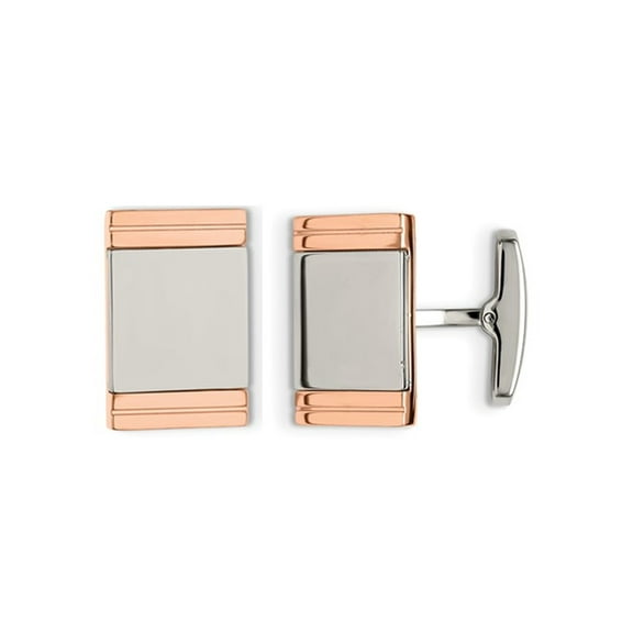 Gem & Harmony Rose Plated Stainless Steel Polished Cuff Links for Men