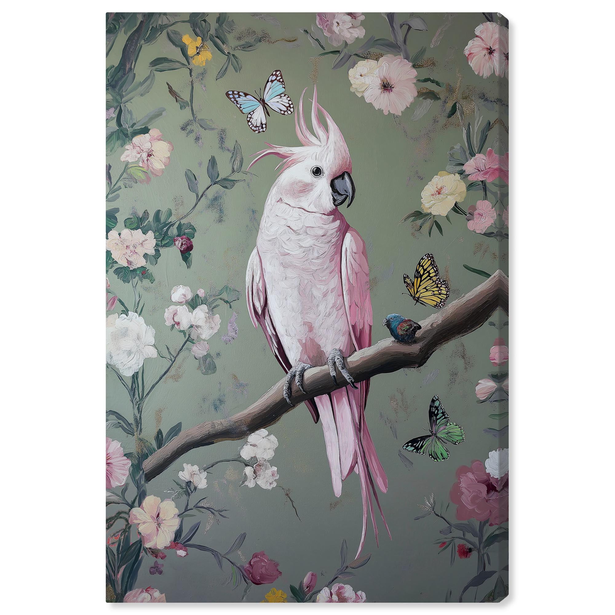 Rose Plume II Canvas Bird Maximalist by Art Remedy, Gallery Wrapped, 24" x 36"