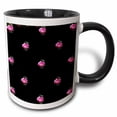 thumbnail image 1 of 3drose, Rose Polka Dots, Small Pink Rose Blossoms Make Up a Colorful Pink Pattern Against Black Background, 11oz Two-tone Black Mug, 1 of 6