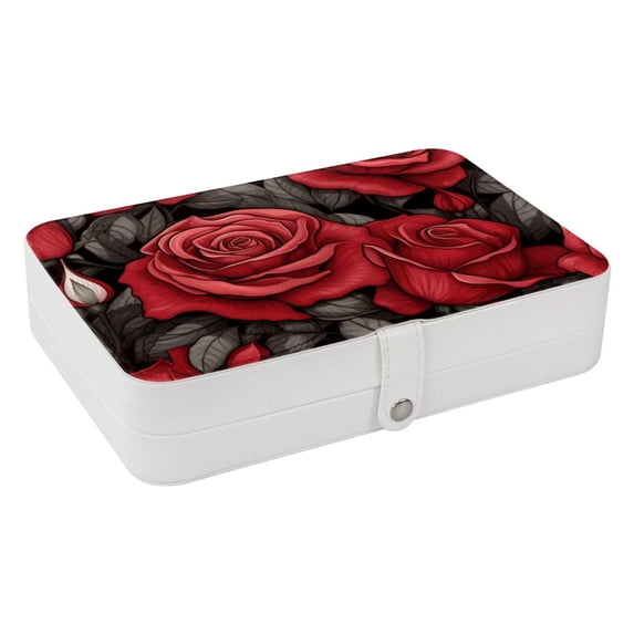 Rose Portable PU Leather Jewelry Box with Removable Compartment, Necklace Holder, Storage Box, and Jewelry Organizer
