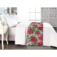 thumbnail image 1 of Rose Print Bed Runner, Watercolor Themed Romantic Garden of Blooming Petals and Leaves, Decorative Accent Bedding Scarf for Hotels Homes & Guest Rooms, Queen, Dark Pink Green and Blue, by Ambesonne, 1 of 3