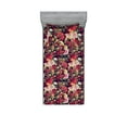 thumbnail image 1 of Rose Print Fitted Sheet & Pillow Sham Set, Delicate Aura of Garden Scene Flowers Vintage Pattern Cottagecore, Decorative Printed 2 Piece Bedding Decor, Twinxl, Dark Coral Mustard Rose, by Ambesonne, 1 of 2