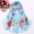 thumbnail image 1 of Rose Print Silk-like Scarf Women's Fashionable Long Wrap Evening Shawl, 1 of 2