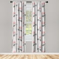 thumbnail image 1 of Rose Print Window Curtains, Romantic Delicate Flowers of Love on Neutral Vintage Striped Backdrop, Lightweight Decor 2-Panel Set with Rod Pocket, Pair of - 28"x84", Grey and Pale Pink, by Ambesonne, 1 of 3