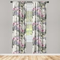 thumbnail image 1 of Rose Print Window Curtains, Watercolor Vintage Boho Flowers and Leaves on Animal Print Backdrop, Lightweight Decor 2-Panel Set with Rod Pocket, Pair of - 28"x95", Peacock Green Off White, by Ambesonne, 1 of 3