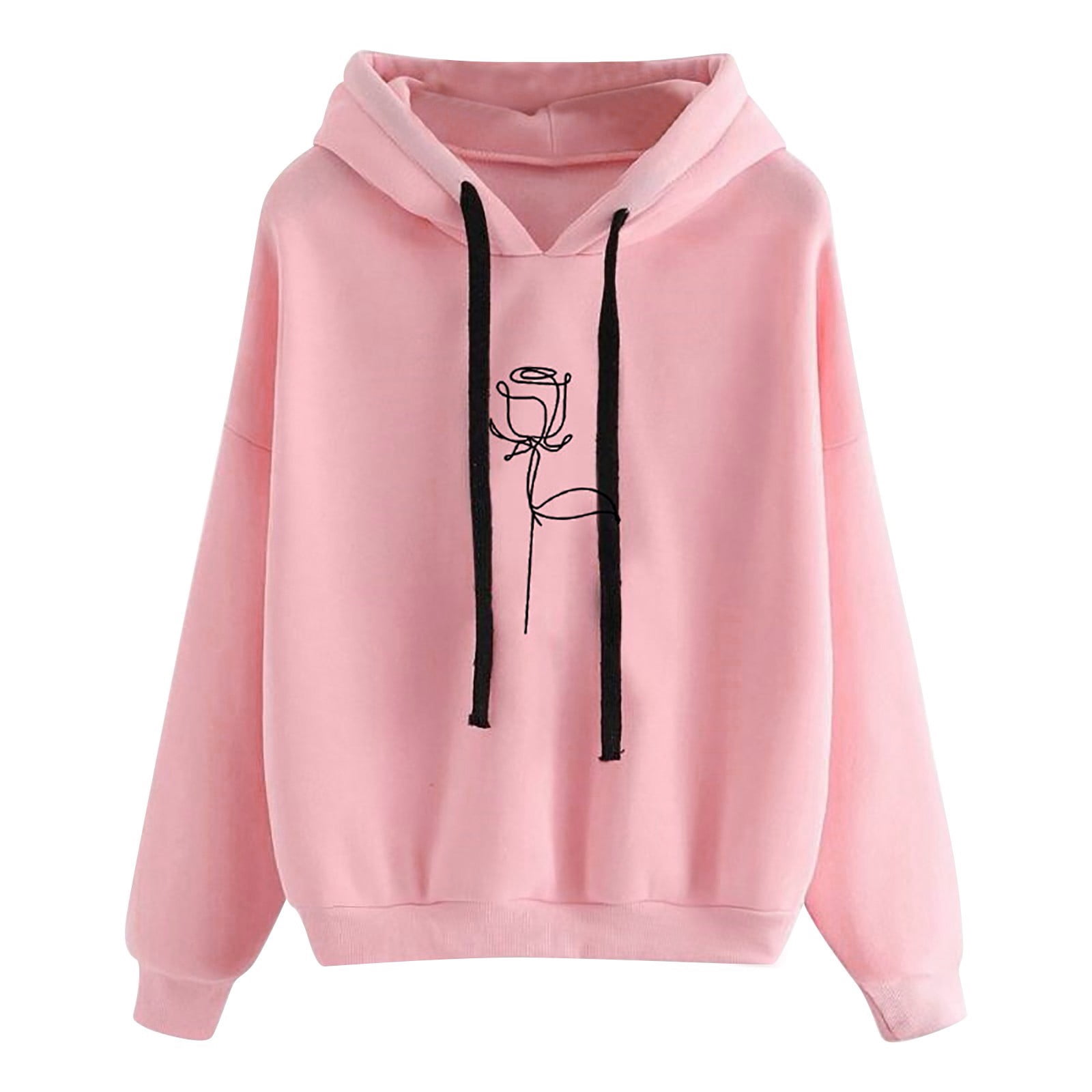 Rose Printing Hoodies for Womens Autumn Winter Casual Sweatshirts Solid  Color Pullover Tops Long Sleeve Loose Tops Sudadera de invierno para Mujer  2022 Winter Tops Blouse for Women Casual Hoodies - Walmart.com