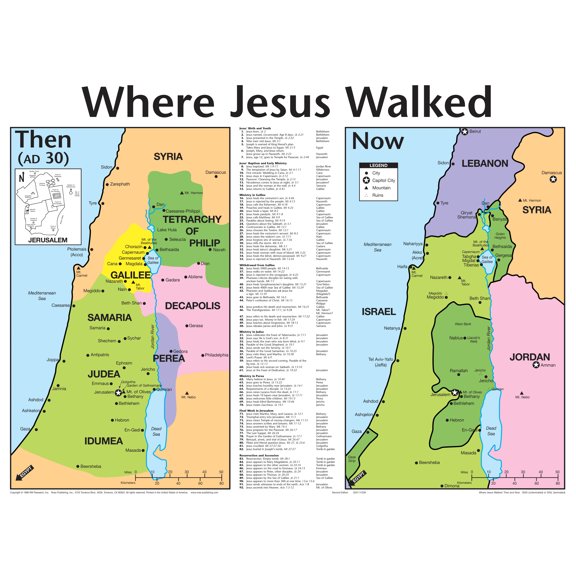 Rose Publishing Where Jesus Walked Wall Chart Laminated, Multicolor