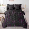 thumbnail image 1 of Rose Purple Honeycomb Print Bed in a Bag 7 Pcs,Geometric Bed Set Beehive Geometrical Bedding Comforter Sheet Set Modern Abstract Cushiom Covers Black Reticulated Plaid Fitted Sheet Full, 1 of 5