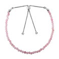 thumbnail image 1 of Rose Quartz 3mm Round Shape Faceted Cut Beads 7 inch Adjustable Silver Plated Clasp Bracelet for men, women, unisex. Link Chain Stacking Bracelet.|LINK_05877, 1 of 2