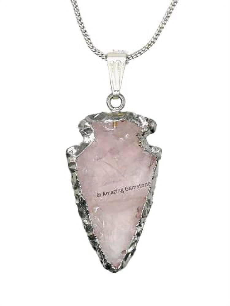Rose Quartz Necklace For Men Rose Quartz Necklace – Raw Rose - Main Image