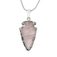 thumbnail image 1 of Rose Quartz Arrowhead Necklace for Men Women (Silver Edged), 1 of 5