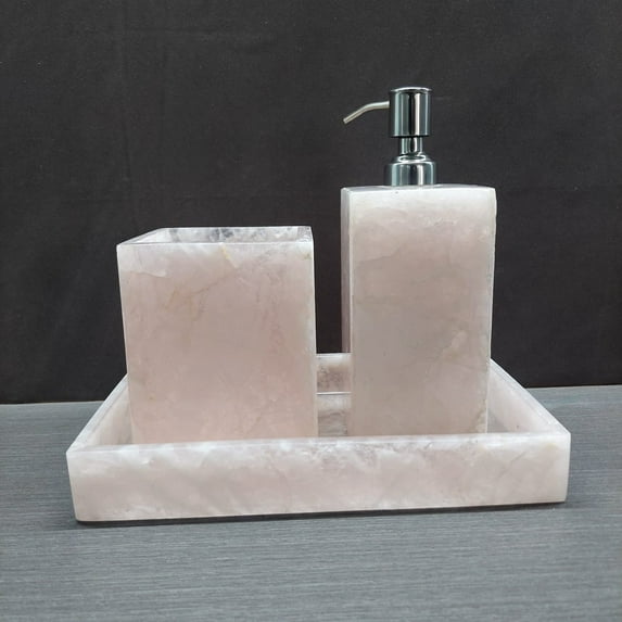 Rose Quartz Bathroom Tray for Home Decor or Gift for Newly Wed Couple