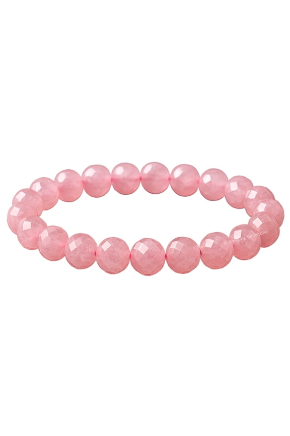 Rose Quartz Bracelet for Women - Faceted Beads Bracelet (Stretchable)