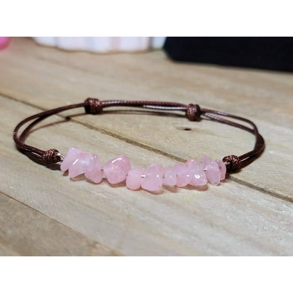 Rose Quartz Chip Bracelet Handmade Genuine Crystal Bracelet