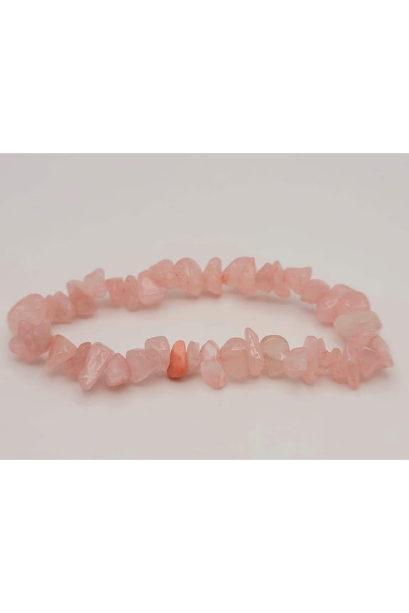 Rose Quartz Chip Bracelet Handmade Genuine Crystal Stretch Bracelet
