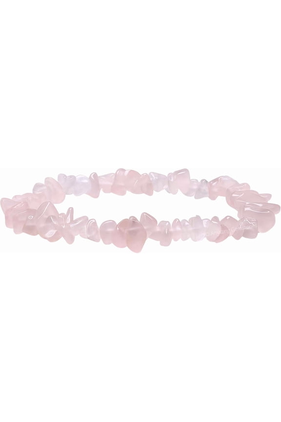 Rose Quartz Chips Bracelet  Healing Crystal Bracelet for Men & Women, Balance & Positive Energy Jewelry