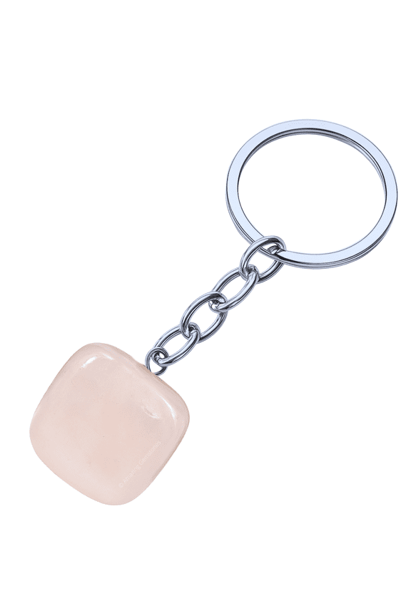 Rose Quartz Crystal Car Key Holder, Tumbled Crystal Keychain