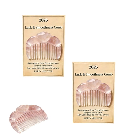 Rose Quartz Crystal Hair Comb Set (2pcs) - Handcrafted Natural Stone Comb for Hair Care, Luck & Self-Love Ritual-jy