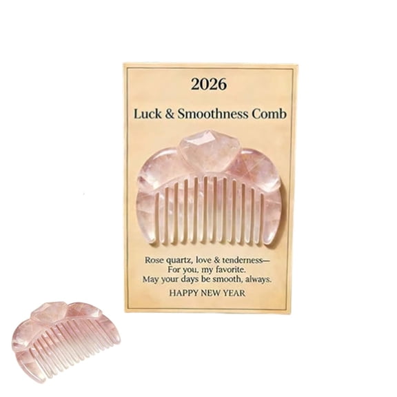 Rose Quartz Crystal Hair Comb Set - Handcrafted Natural Stone Comb for Hair Care, Luck & Self-Love Ritual-jy