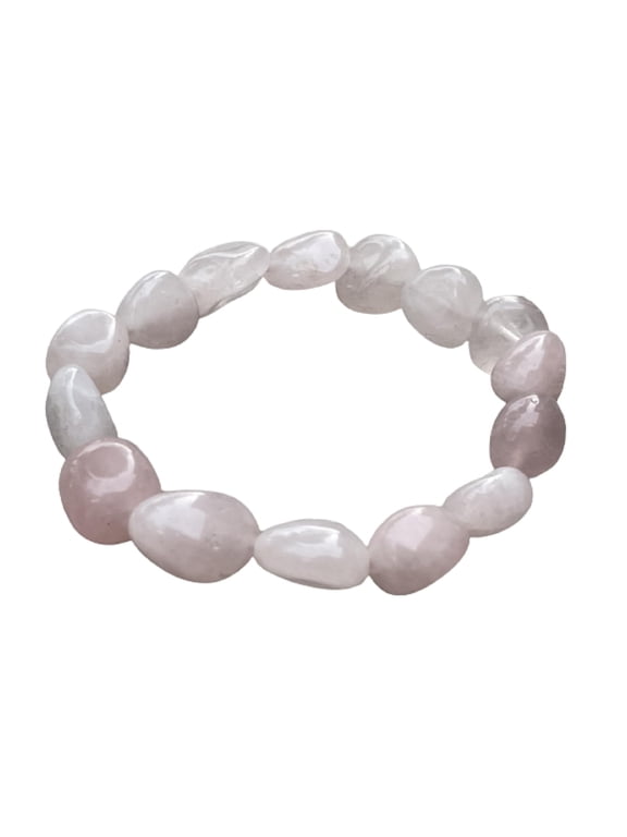 Rose Quartz Crystal Nugget Bracelet, Genuine Rose Quartz Bracelet, Healing Crystal Bracelet Gift for Men & Women