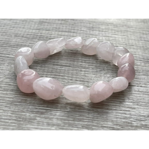 Rose Quartz Crystal Nugget Bracelet, Wholesale Genuine Rose Quartz Bracelet, Healing Crystal Bracelet Gift for Men & Women (1)
