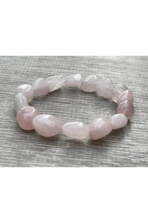 Rose Quartz Crystal Nugget Bracelet, Wholesale Genuine Rose Quartz Bracelet, Healing Crystal Bracelet Gift for Men & Women (1)